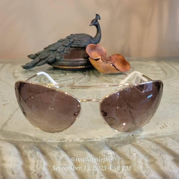 Prada SPR65V Unisex Cat Eye Modified Aviator Sunglasses Gold Metal Frame MA#4 - Picture 4 of 16